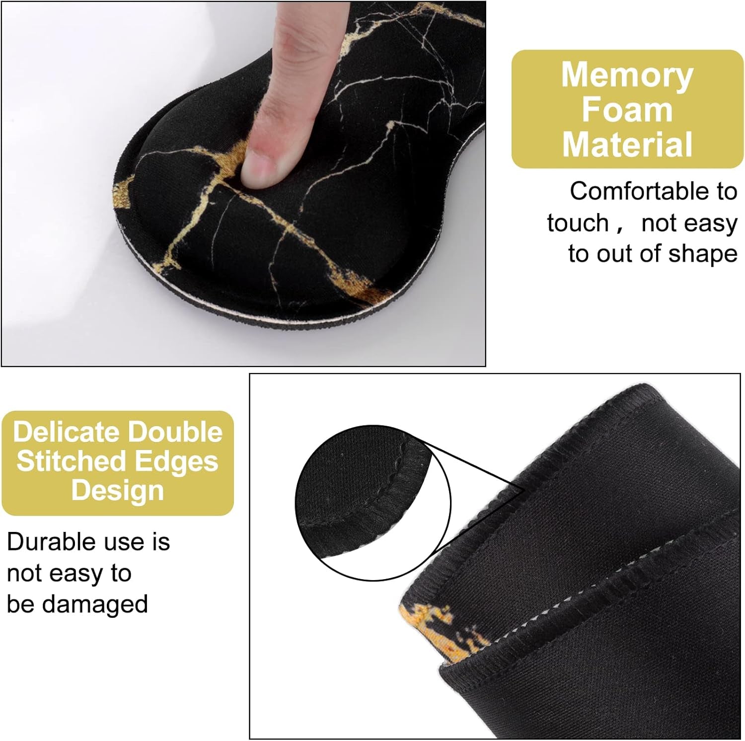 Pad Set, Large Gaming Mouse Pad + Keyboard Wrist Rest + Mouse Pad with Wrist Support + Coaster, Easy Typing Pain Relief, 35.4X15.7In Desk Mat for Home Office, Black Gold Marble