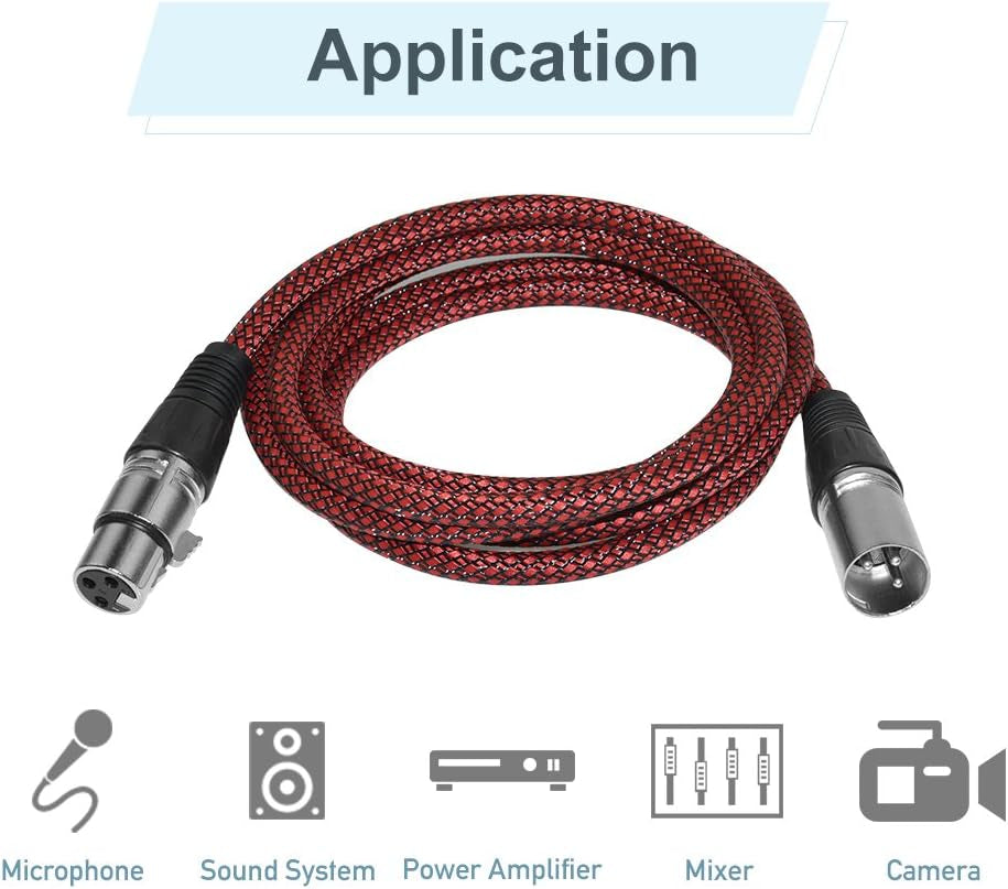 XLR Cable 6Ft 2Pack Male to Female, XLR Microphone Cable 3 Pin MIC DMX Cable Patch Cords